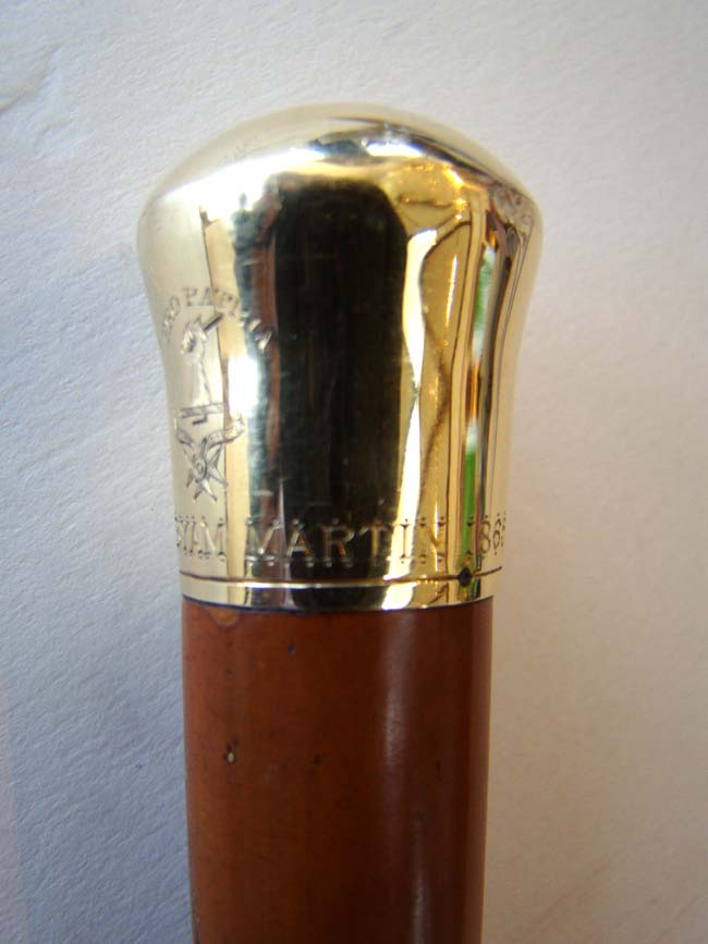 A GOLD knobed Walking Stick owned by British Admiral Sir Henry Bryan Martin (1803-1865)